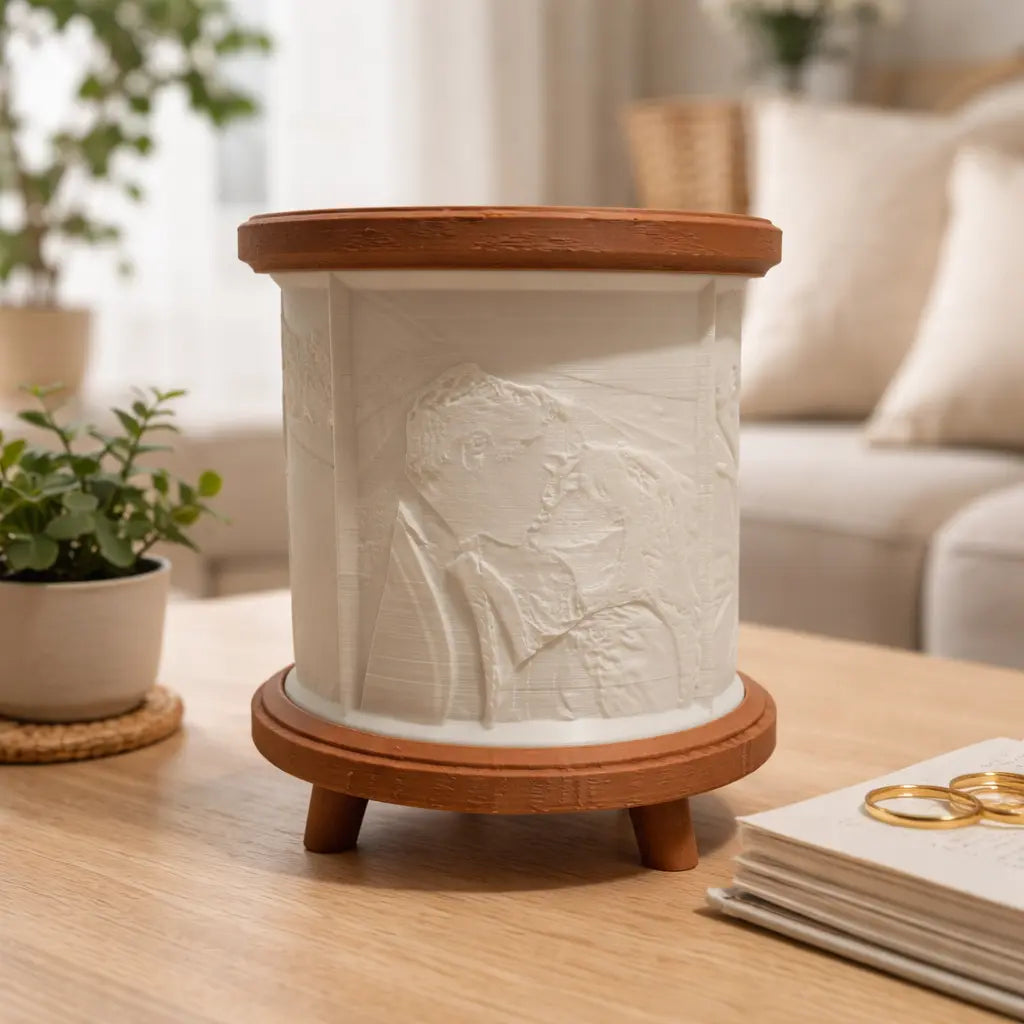 Cylindrical Lithophane Lamp – Wood-Infused Design My Store