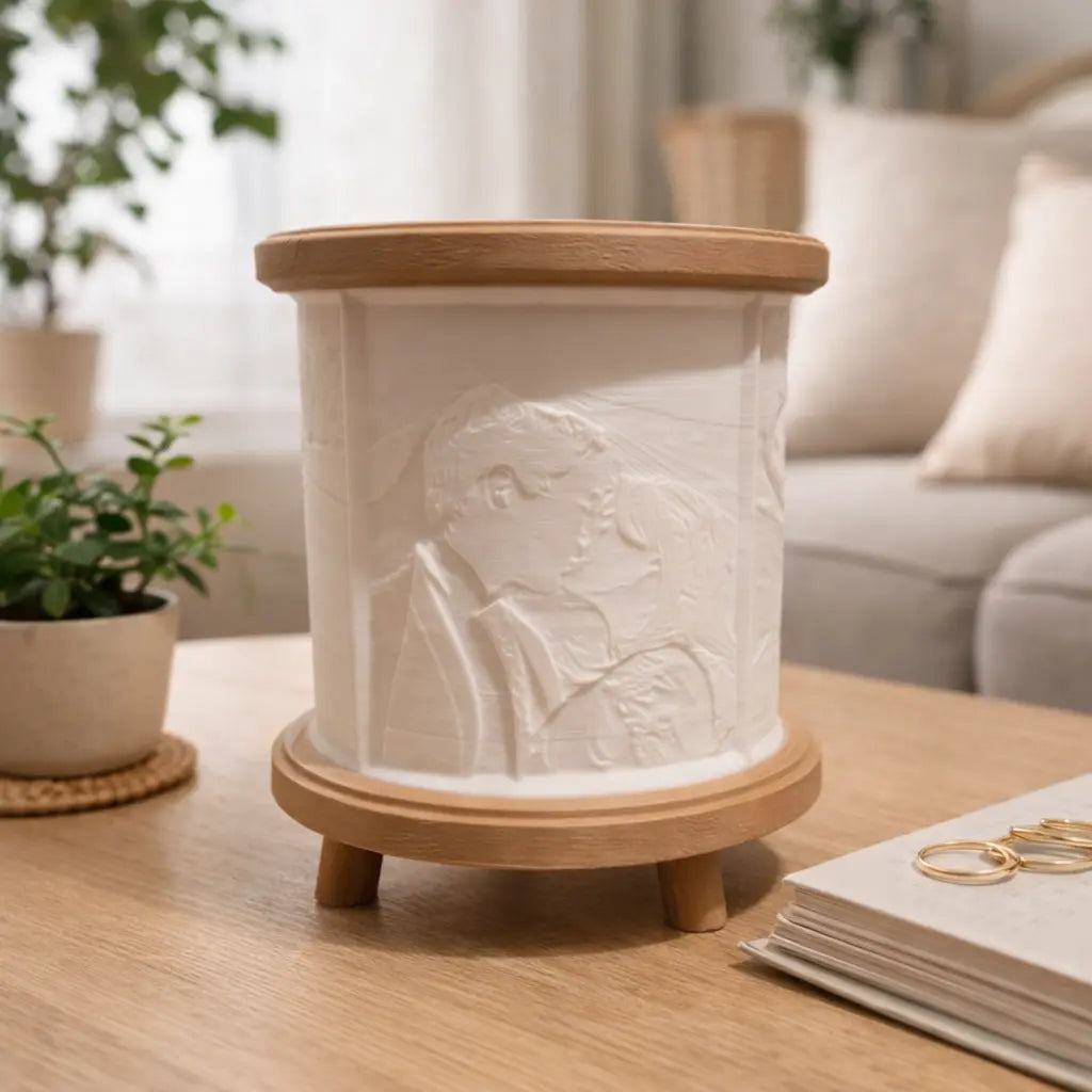 Cylindrical Lithophane Lamp – Wood-Infused Design My Store