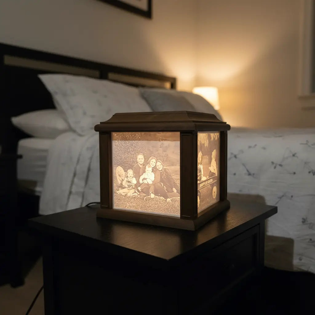 Lithophane lamp bedside setting
