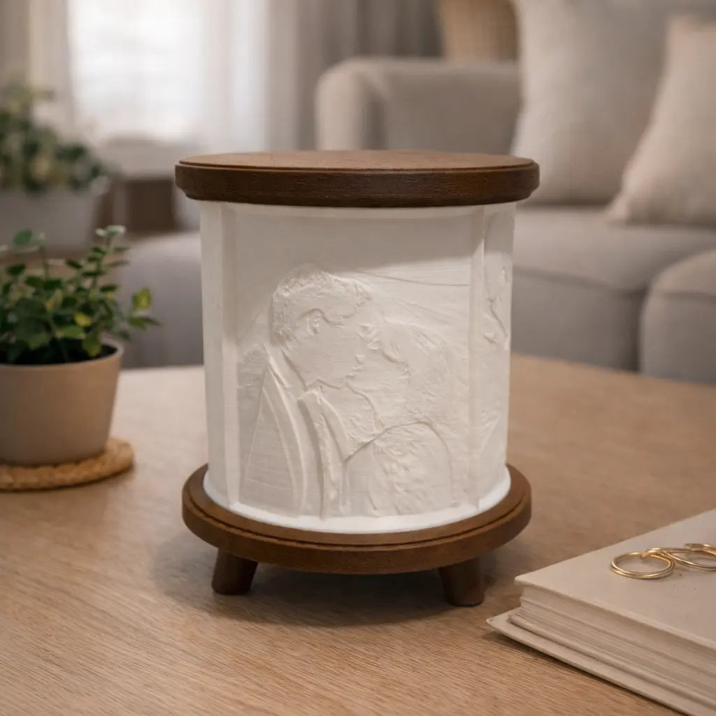 Cylindrical Lithophane Lamp – Wood-Infused Design My Store